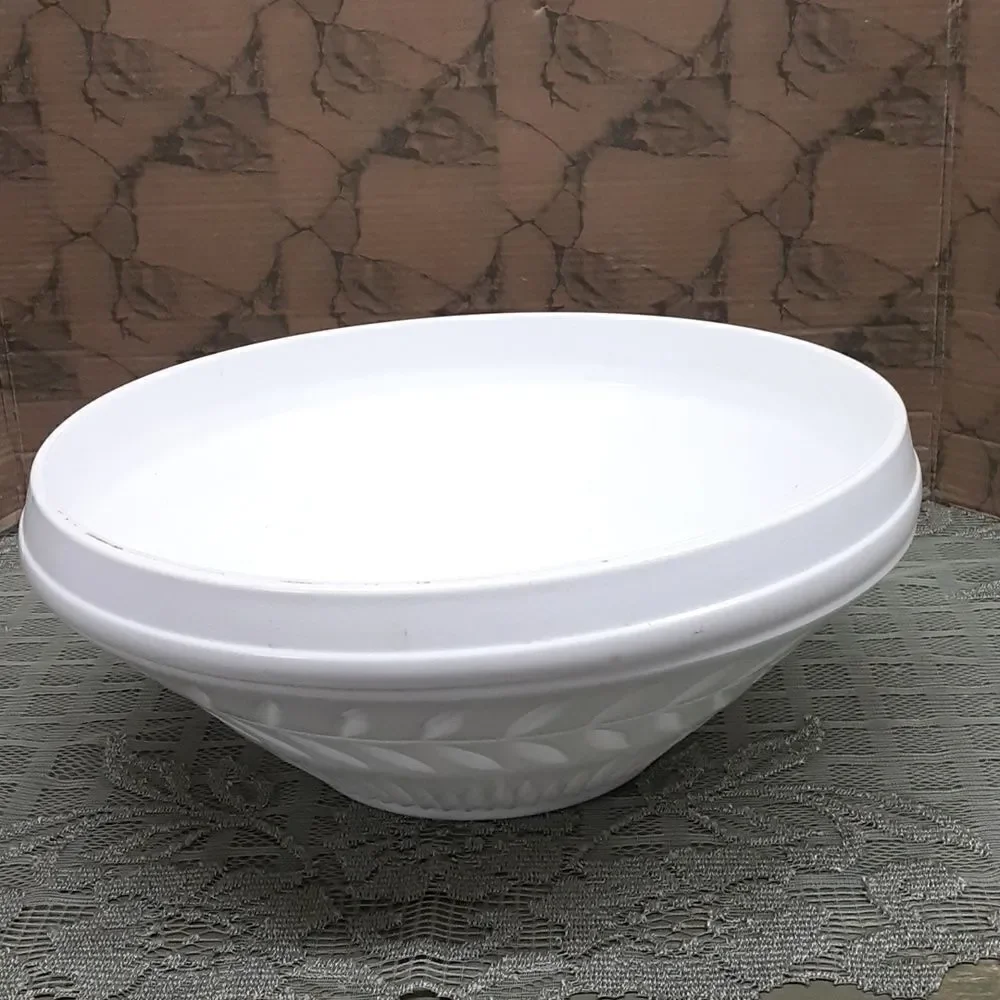 VINTAGE INDIANA GLASS White Milk Glass Laurel large Serving Bowl farmhouse MCM